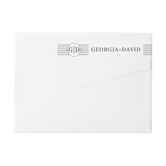 Schwarz-weiße Streifen und Monogramm (Rückseite)