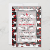 Schwarz-weiße Streifen und Rotes Herz Brautparty Einladung (Vorderseite)