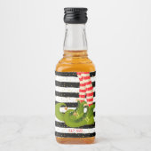 Schwarz-weiße Streifen Weihnachtsmini Alkoholflaschenetikett (Vorderseite)