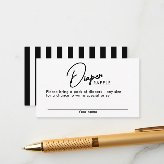 Schwarz-weiße Streifen Windelwinddusche Begleitkarte (Vorderseite/Rückseite Beispiel)