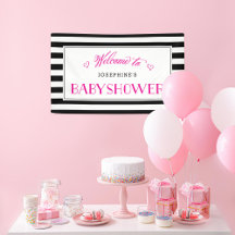 Schwarz-weiße Strip Fuchsia-Mama als | Babydusche