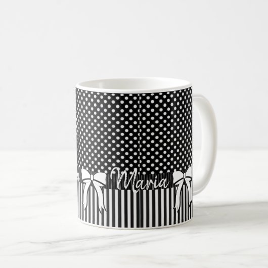 Schwarz-weiße Strip-Tasse Kaffeetasse (VorderseiteRechts)