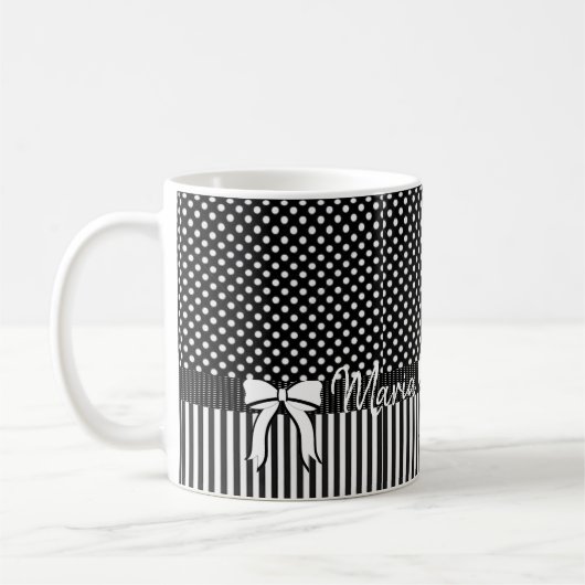 Schwarz-weiße Strip-Tasse Kaffeetasse (Links)