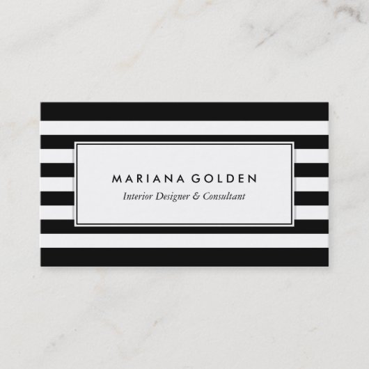 Schwarz-weiße Strip-Visitenkarte Visitenkarte (Vorderseite)