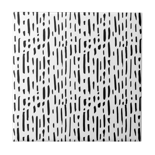 Schwarz-weiße Stripes für Dots-Muster Fliese (Vorderseite)