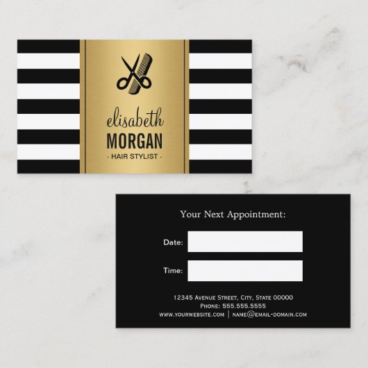 Schwarz-weiße Stripteppiche Treppenhaus - Ernennun Terminkarte (Vorne/Hinten)