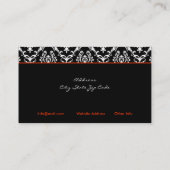 Schwarz-weiße, stylische Damask Monogramm Visitenk Visitenkarte (Rückseite)