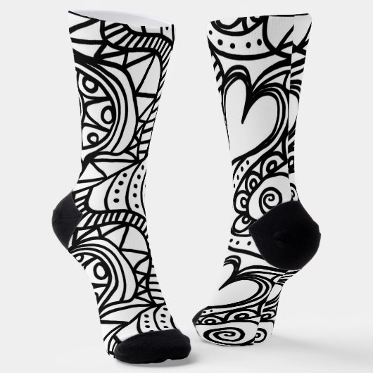 SCHWARZ-WEISSE SWIRL Design Crew Socks Socken (Gewinkelt)