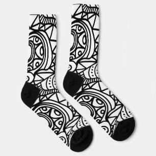 SCHWARZ-WEISSE SWIRL Design Crew Socks Socken