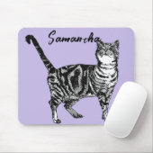 Schwarz-weiße Tabby-Katze Mädchen Name Lila Mousepad (Mit Mouse)