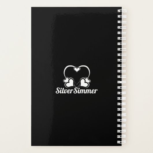 Schwarz-weiße Tabby Streifen mit Herz-Planer Planer (Rückseite)