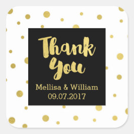Schwarz-weiße Tags der Confetti-Gastgeschenk Hochz Quadratischer Aufkleber