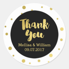 Schwarz-weiße Tags der Confetti-Gastgeschenk Hochz Runder Aufkleber