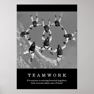Schwarz-weiße Teamarbeit Motivierend Inspiration Poster