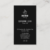 Schwarz-weiße Textdots Backwaren Visitenkarte (Rückseite)