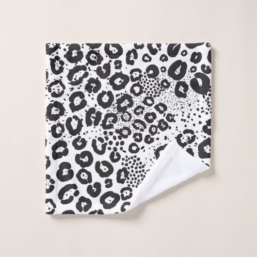 Schwarz-weiße Tierdruckschneeleopard Cheetah Badhandtuch Set (Waschlappen)