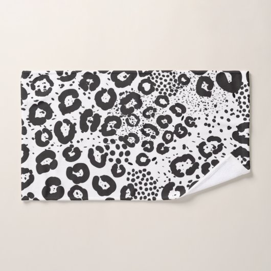 Schwarz-weiße Tierdruckschneeleopard Cheetah Badhandtuch Set (Handtuch)