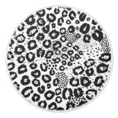Schwarz-weiße Tierdruckschneeleopard Cheetah Keramikknauf (Vorderseite)