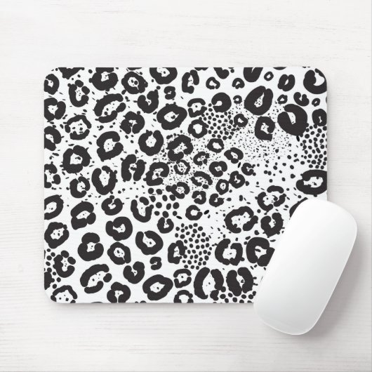 Schwarz-weiße Tierdruckschneeleopard Cheetah Mousepad (Mit Mouse)