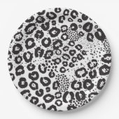 Schwarz-weiße Tierdruckschneeleopard Cheetah Pappteller (Vorderseite)
