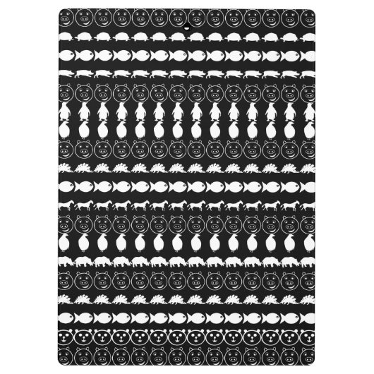 Schwarz-weiße Tiere Modernes Muster Klemmbrett (Rückseite)