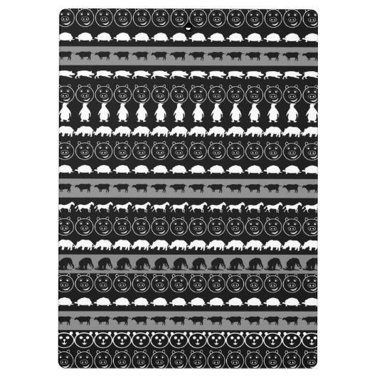 Schwarz-weiße Tiere Modernes Streifenmuster #2 Klemmbrett (Rückseite)