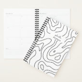 Schwarz-weiße Topografie und Skriptmonogramm Planer (Anzeige)