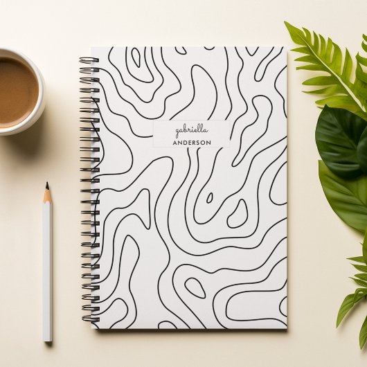 Schwarz-weiße Topografie und Skriptmonogramm Planer