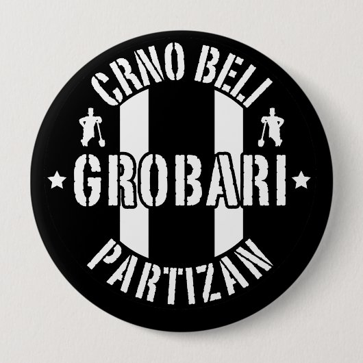 Schwarz Weiße Totengräber Partizan Button (Vorderseite)