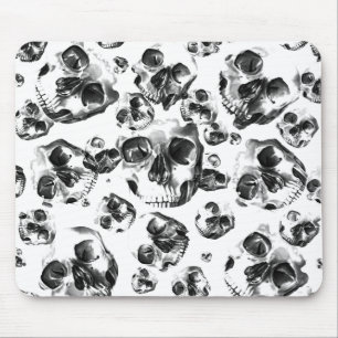 Schwarz-weiße Totenköpfe Skelett-Schädel Kunst-Mus Mousepad