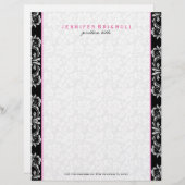 Schwarz-weiße Touch der rosafarbenen Blumendeichse Briefkopf (Vorne/Hinten)