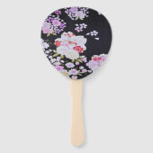 Schwarz-weiße traditionelle japanische Blume Fächer (Vorderseite)