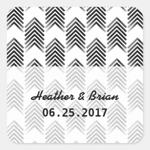 Schwarz-weiße Tribal-Pfeile zum Hochzeitskleben Quadratischer Aufkleber