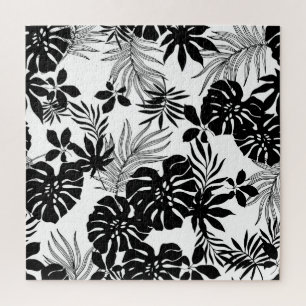 Schwarz-Weiße Tropen: Natur im Silhouettenstil Puzzle