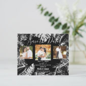 Schwarz-weiße tropische Blätter, die das Datum ein (Stehend Vorderseite)