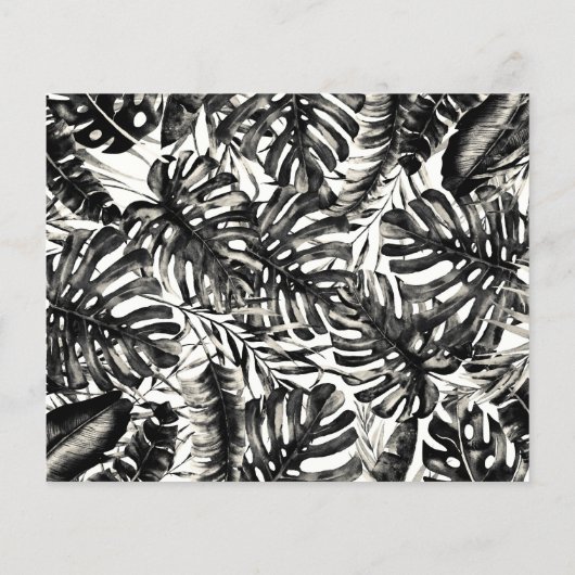 Schwarz-weiße tropische Blätter, die das Datum ein (Rückseite)