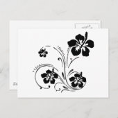 Schwarz-weiße TROPISCHE BLUME GRAFIKVEKTOR POSTCAR Postkarte (Vorne/Hinten)