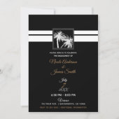 Schwarz-weiße tropische Palmen Moderne Verlobung Einladung (Vorderseite)