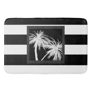 Schwarz-weiße tropische Palmenbäume modern chic Badematte