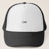 Schwarz-weiße Trucker-Mütze mit "CAP"-Text Truckerkappe (Vorderseite)