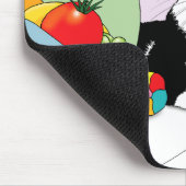 Schwarz-weiße Tuxedo lustige Katze Mousepad (Ecke)