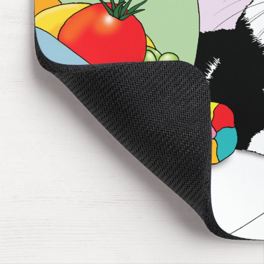 Schwarz-weiße Tuxedo lustige Katze Mousepad (Ecke)