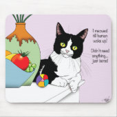 Schwarz-weiße Tuxedo lustige Katze Mousepad (Vorne)