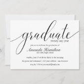 Schwarz-weiße Typografie Abschluss Einladung (Vorderseite)