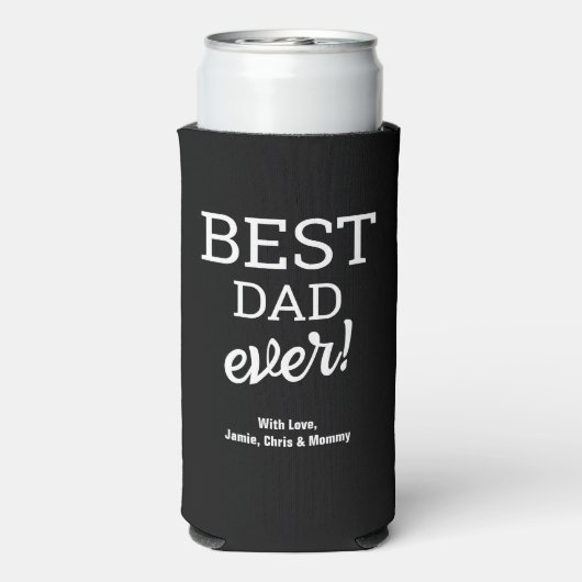 Schwarz-weiße Typografie Custom Best Vater Ever Selters Dosenkühler (Seltzer Rückseite)