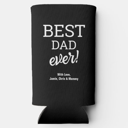 Schwarz-weiße Typografie Custom Best Vater Ever Selters Dosenkühler (Rückseite)