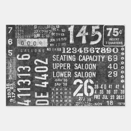 Schwarz-weiße Typografie-Dekoutenpapier Geschenkpapier Set (Vorderseite)