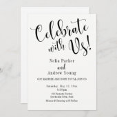 Schwarz-weiße Typografie nach Hochzeitsfeiern Einladung (Vorne/Hinten)