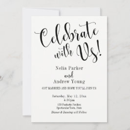 Schwarz-weiße Typografie nach Hochzeitsfeiern Einladung