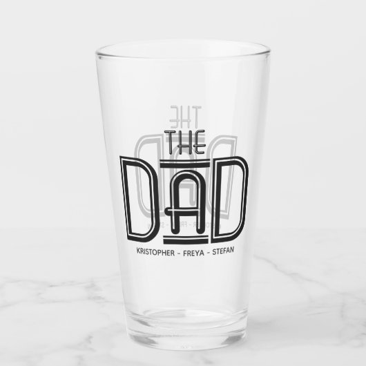 Schwarz-weiße Typografie Personalisiert DEN Vater Glas (Vorderseite)